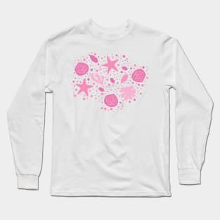 Ocean lover, nautilus, pink Aesthetic, sea coral, sealife, pink hues, baby pink, shells, pink shells Long Sleeve T-Shirt